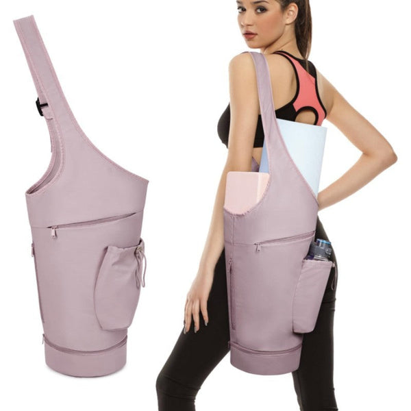 Pink All In One Yoga Sling Bag Fits Mat & Gear Large Opening Side Pockets Mat Carriers & Bags