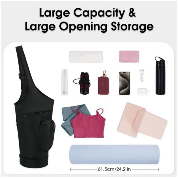 Pink All In One Yoga Sling Bag Fits Mat & Gear Large Opening Side Pockets Mat Carriers & Bags
