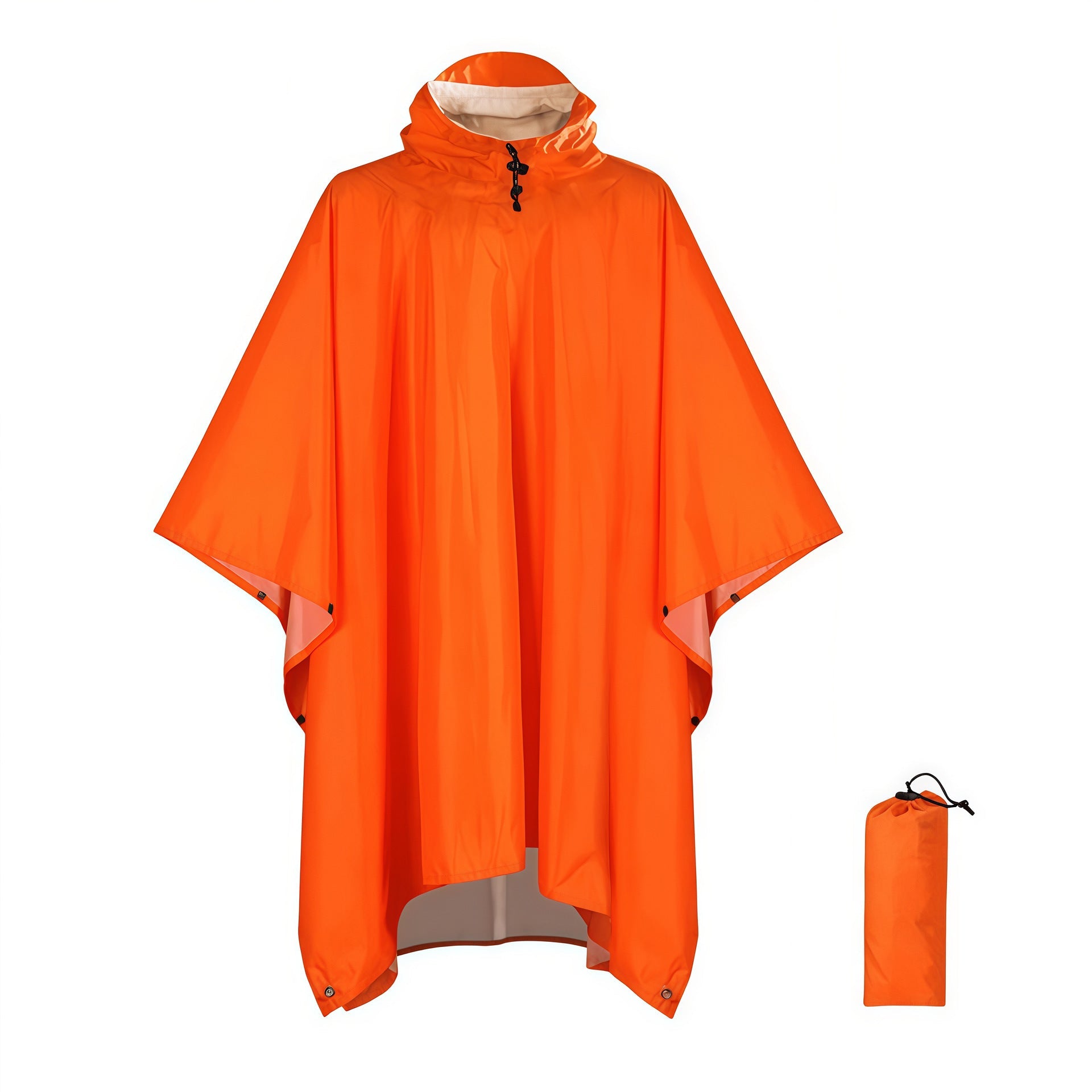 Orange Outdoor Camping Poncho Can Be Used As Raincoat Tarp Ground Cover (Polyester Silver Coated Without Pockets) Coats Jackets & Vests