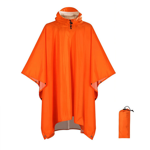 Orange Outdoor Camping Poncho Can Be Used As Raincoat Tarp Ground Cover (Polyester Silver Coated Without Pockets) Coats Jackets & Vests