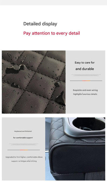 Brown Auto Center Console Armrest Riser Pad With Dual Cup Holders Pu Leather Consoles