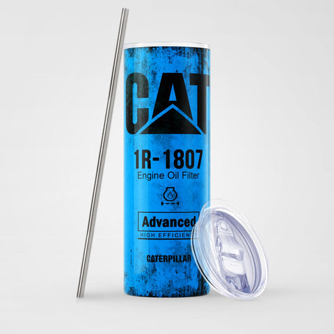 Blue Skinny Tumbler (591Ml) Fun Cat Oil Filter Replica For Construction Fans Vacuum Flasks & Mugs