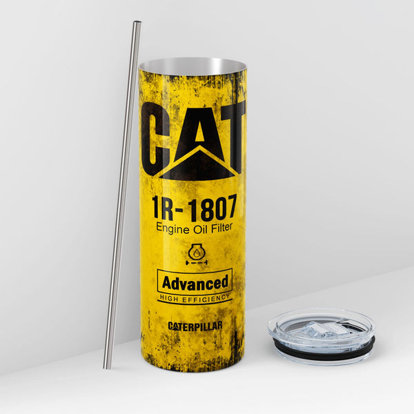 Elosung 591Ml Yellow Skinny Tumbler Fun Cat Oil Filter Replica For Construction Fans Vacuum Flasks & Mugs