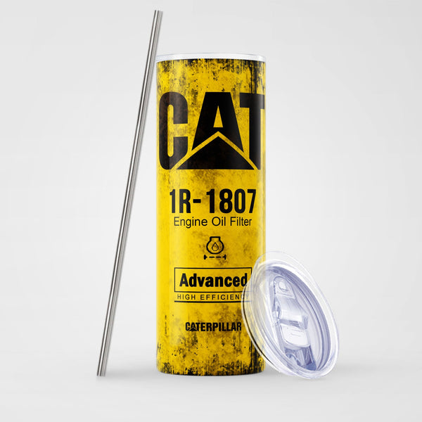 Elosung 591Ml Yellow Skinny Tumbler Fun Cat Oil Filter Replica For Construction Fans Vacuum Flasks & Mugs
