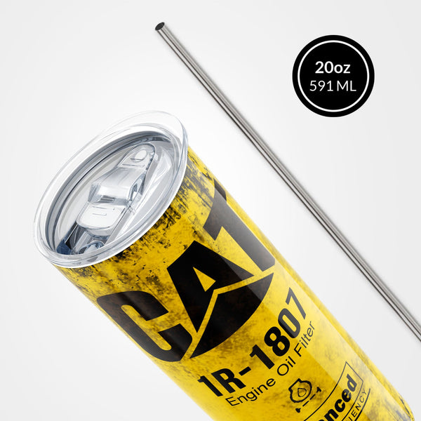 Elosung 591Ml Yellow Skinny Tumbler Fun Cat Oil Filter Replica For Construction Fans Vacuum Flasks & Mugs