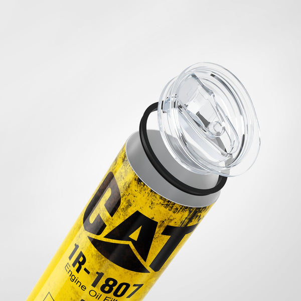 Elosung 591Ml Yellow Skinny Tumbler Fun Cat Oil Filter Replica For Construction Fans Vacuum Flasks & Mugs