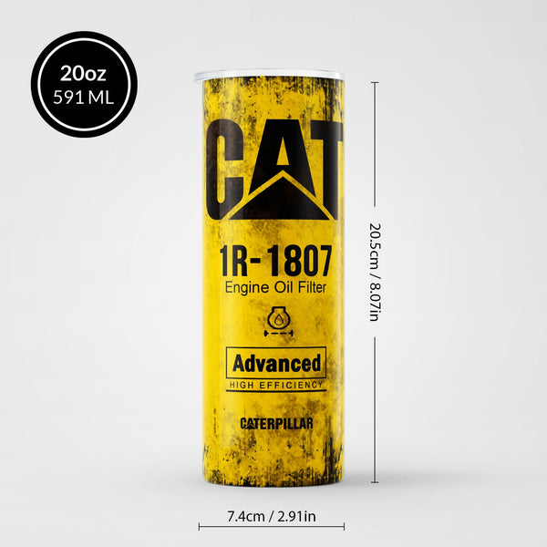 Elosung 591Ml Yellow Skinny Tumbler Fun Cat Oil Filter Replica For Construction Fans Vacuum Flasks & Mugs