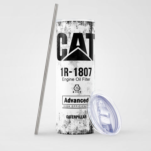 591Ml White Skinny Tumbler Fun Cat Oil Filter Replica For Construction Fans Vacuum Flasks & Mugs