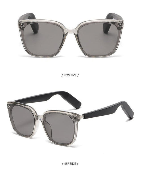 Grey Fashion Bluetooth Music Uv Protection Eyewear With Speakers Sunglasses
