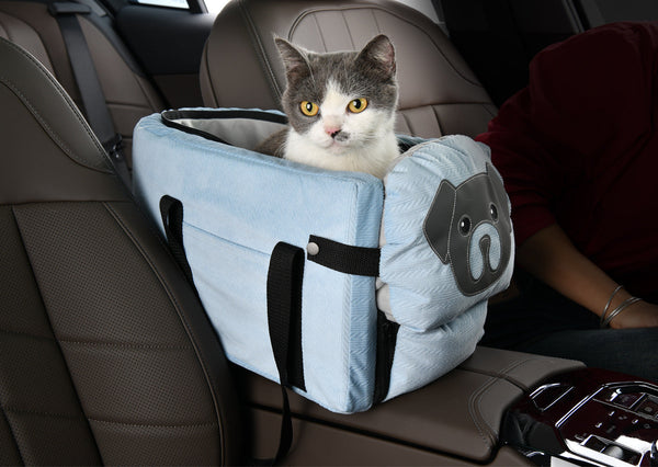 Blue Pet Car Booster Seat For Small Dogs Cats Safe Travel Carrier Bed Pet Transport