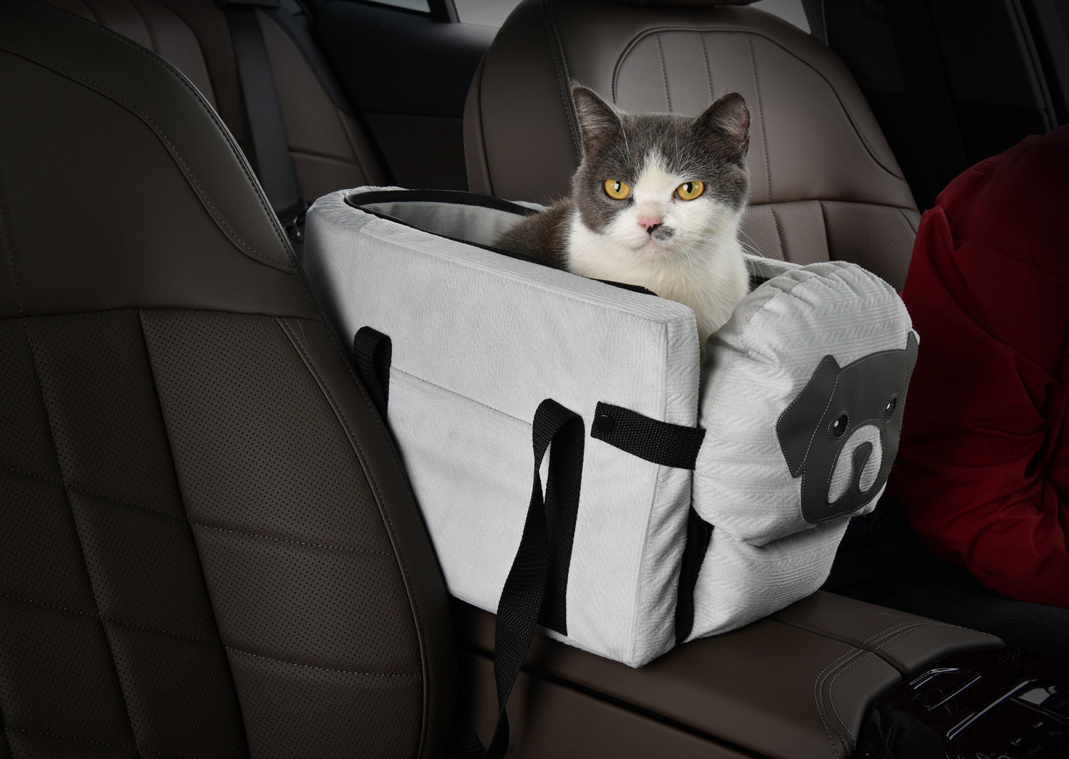 Grey Pet Car Booster Seat For Small Dogs & Cats Safe Travel Carrier Bed Pet Transport