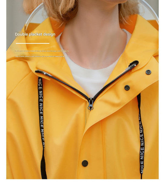 Yellow Women's Long Waterproof Raincoat With Hood And Visor Stylish Jacket Size Raincoats