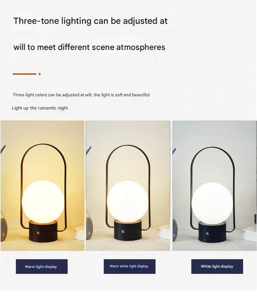 White Rechargeable Led Lantern Lamp Touch Control 3 Color Dimmable Desk Light Lamps
