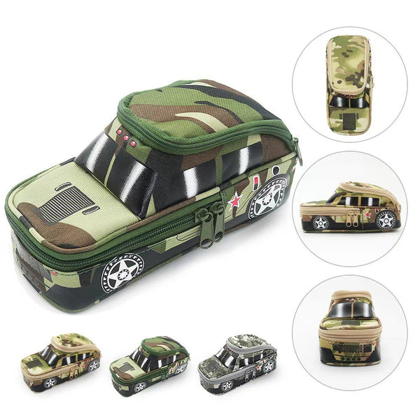 Camouflage Car Shaped Pencil Case Large Capacity Stationery Organizer Pouch (Desert Camouflage) Pencil Cases
