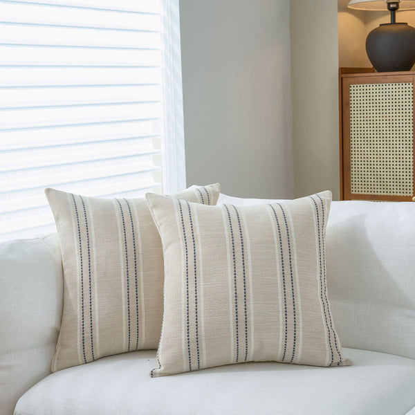 Textured Vertical Striped Pillowcases Scandinavian Home Decor Accents Grey Stripes Pair 45X45cm Pillow Cases