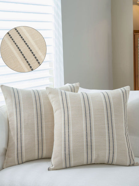 Textured Vertical Striped Pillowcases Scandinavian Home Decor Accents Grey Stripes Pair 45X45cm Pillow Cases