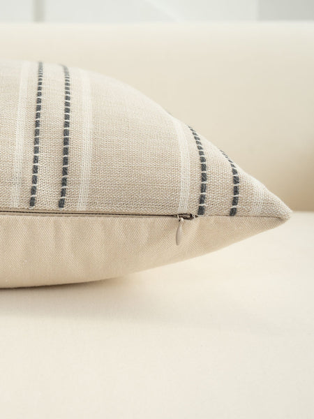 Textured Vertical Striped Pillowcases Scandinavian Home Decor Accents Grey Stripes Pair 45X45cm Pillow Cases