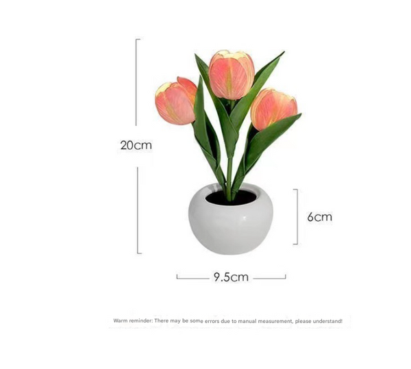 Pink Charging Model Artificial Tulip Bouquet Led Light Ceramic Pot Desk Lamp Lamps