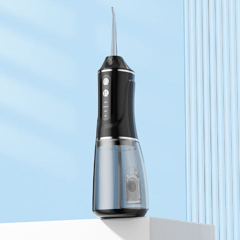 Electric Oral Irrigator With 4 Nozzles 3 Pressure Modes Black Air & Water Flossers