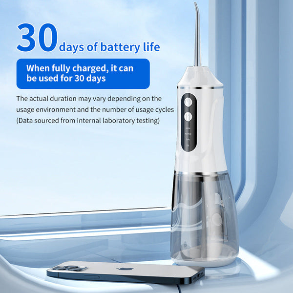 Electric Oral Irrigator With 4 Nozzles 3 Pressure Modes Black Air & Water Flossers
