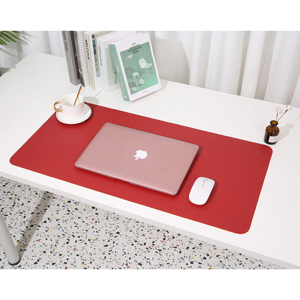 2 Pcs Wine Red/Yellow Extra Large Leather Table Mat For Study & Work Pad Students Office Use (60X30cm) Desk Mats