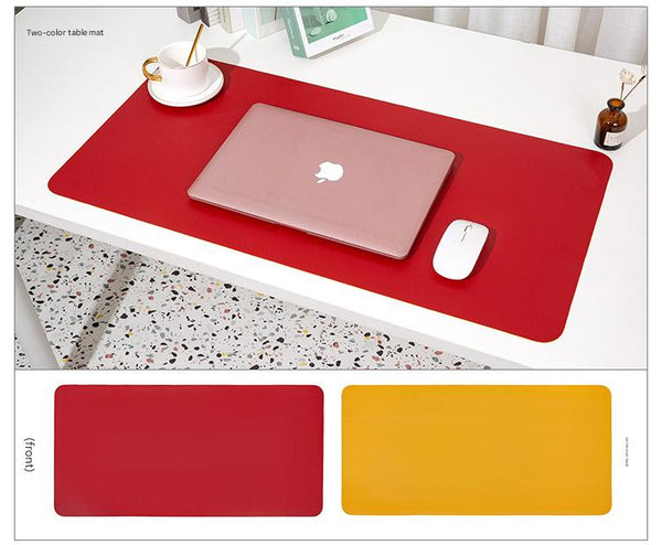 2 Pcs Wine Red/Yellow Extra Large Leather Table Mat For Study & Work Pad Students Office Use (60X30cm) Desk Mats