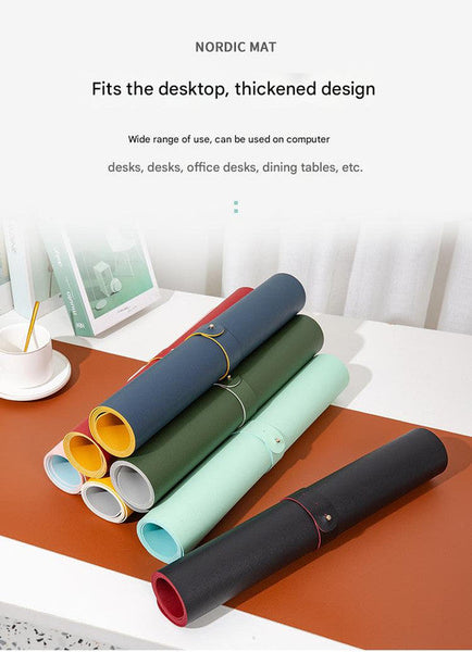 2 Pcs Wine Red/Yellow Extra Large Leather Table Mat For Study & Work Pad Students Office Use (60X30cm) Desk Mats