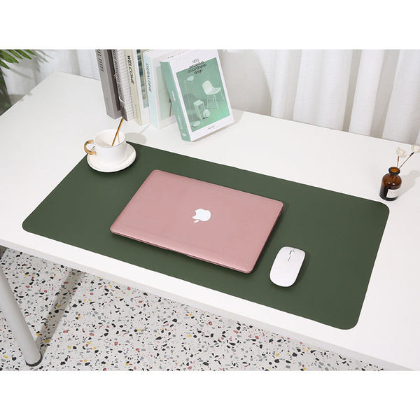 2 Pcs Dark Green/Gray Extra Large Leather Table Mat For Study & Work Pad Students Office Use (60X30cm) Desk Mats