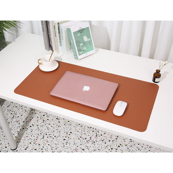 2 Pcs Reddish Brown/Gray Extra Large Leather Table Mat For Study & Work Pad Students Office Use (60X30cm) Desk Mats