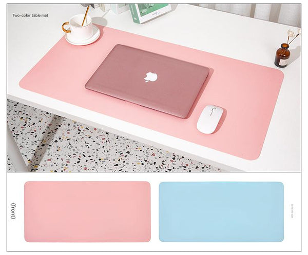 2 Pcs Smoky Pink/Light Blue Extra Large Leather Table Mat For Study & Work Pad Students Office Use (60X30cm) Desk Mats