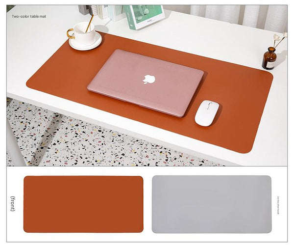 Reddish Brown Gray Extra Large Leather Table Mat For Study & Work Pad Students Office Use (100X50cm) Desk Mats