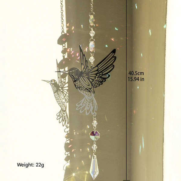 (Style A)2 Pcs Hummingbird Metal Suncatcher With Crystal Accents For Window Or Wall Indoor Hanging Ornament Posters & Wall Hangings