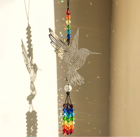 (Style C)2 Pcs Hummingbird Metal Suncatcher With Crystal Accents For Window Or Wall Indoor Hanging Ornament Posters & Wall Hangings