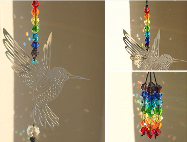 (Style C)2 Pcs Hummingbird Metal Suncatcher With Crystal Accents For Window Or Wall Indoor Hanging Ornament Posters & Wall Hangings