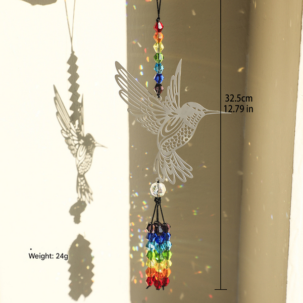 (Style C)2 Pcs Hummingbird Metal Suncatcher With Crystal Accents For Window Or Wall Indoor Hanging Ornament Posters & Wall Hangings