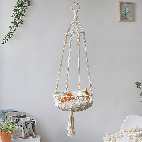 Pet Hammock For Cats With Wooden Beads Swing Padding Not Included (Diameter : 40Cm) Pet Transport