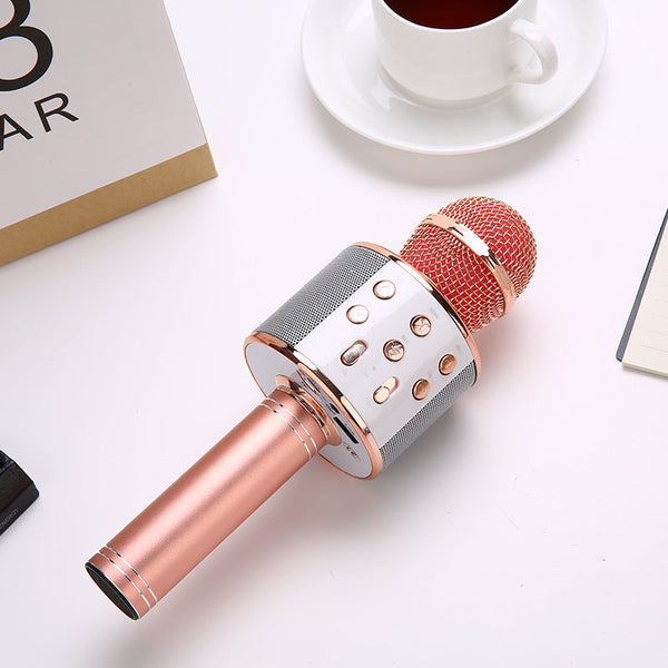 Rose Gold Bluetooth 5.0 Karaoke Microphone For Family Entertainment Karaoke Microphones