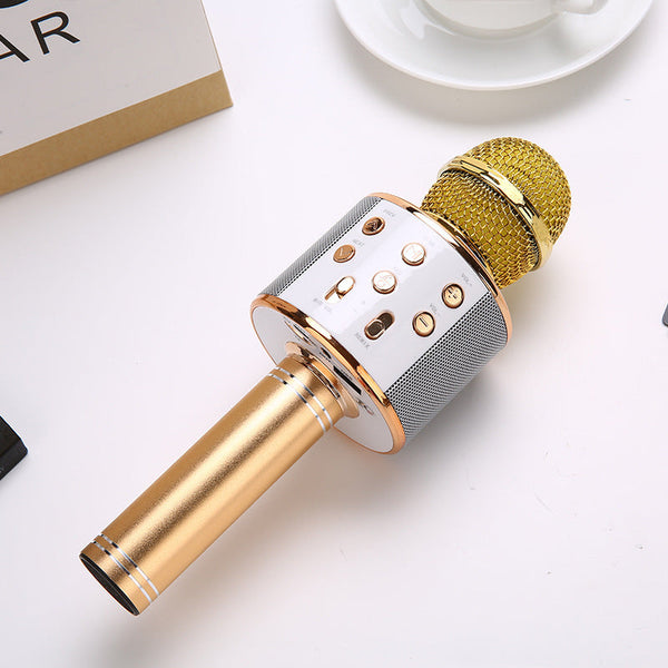 Gold Bluetooth 5.0 Karaoke Microphone For Family Entertainment Karaoke Microphones