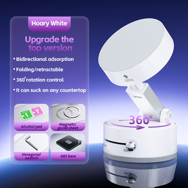 White Foldable Vacuum Suction Phone Stand For Navigation And Calls Mounts & Holders