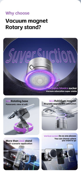 White Foldable Vacuum Suction Phone Stand For Navigation And Calls Mounts & Holders