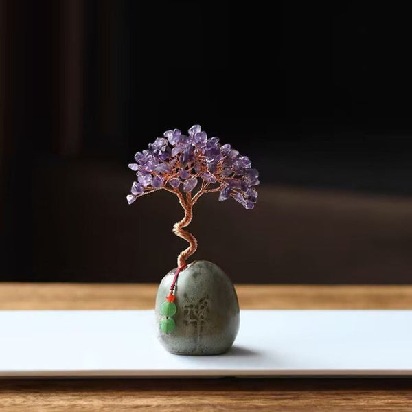 Purple Crystal Money Tree Figurine For Home Decoration Sculptures & Figurines