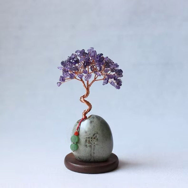 Purple Crystal Money Tree Figurine For Home Decoration Sculptures & Figurines