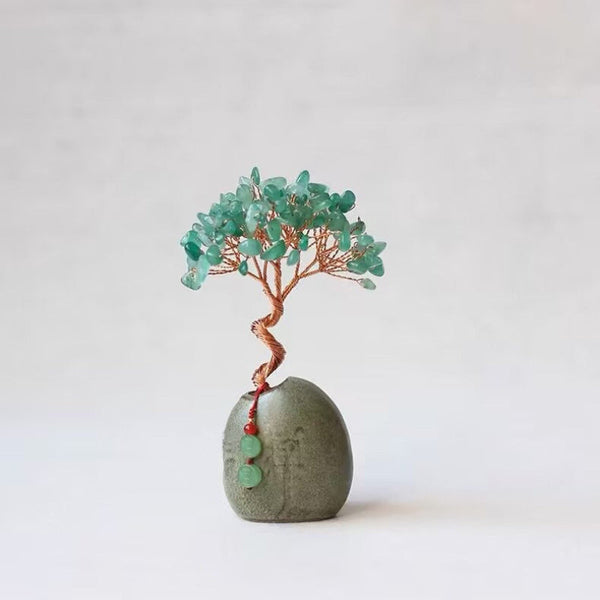 Green Crystal Money Tree Figurine For Home Decoration Sculptures & Figurines