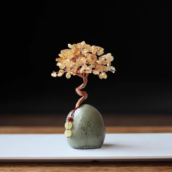 Yellow Crystal Money Tree Figurine For Home Decoration Sculptures & Figurines