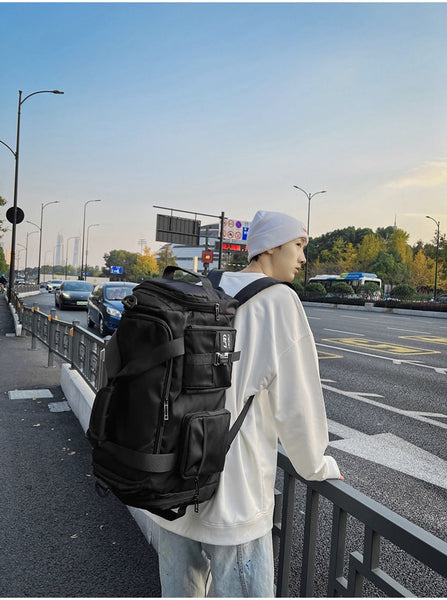 Black Unisex Travel Bag With Utility Buckles And Wet Dry Compartments Other Luggage