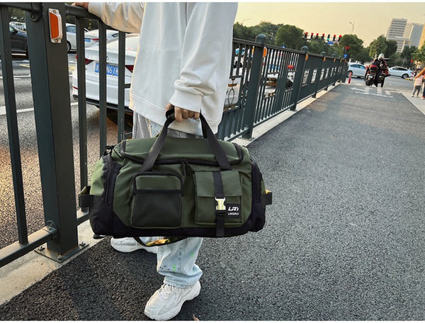 Green Unisex Travel Bag With Utility Buckles And Wet/Dry Compartments Other Luggage