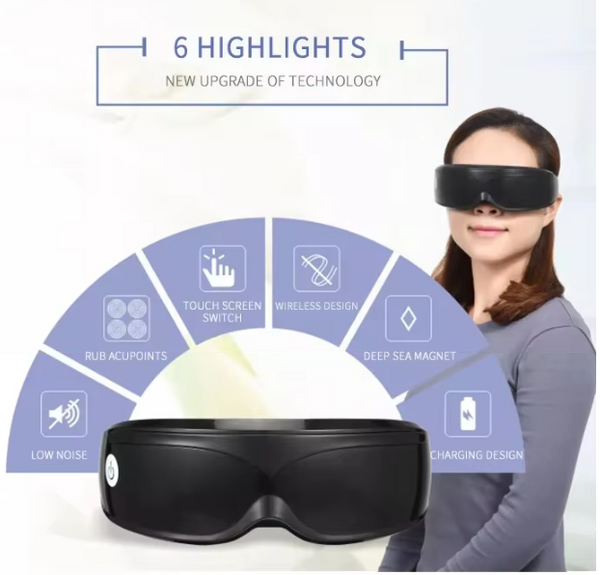 Black Touch Control Rechargeable Heated Eye Massager For Daily Use Massagers