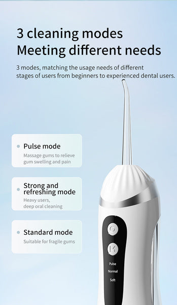 White Ultrasonic Oral Irrigator With 3 Cleaning Modes Smart Teeth Machine Air & Water Flossers