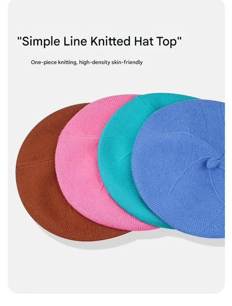 White Inspired Knitted Beret Stretchy & Comfortable Wool Blend Cap Hats
