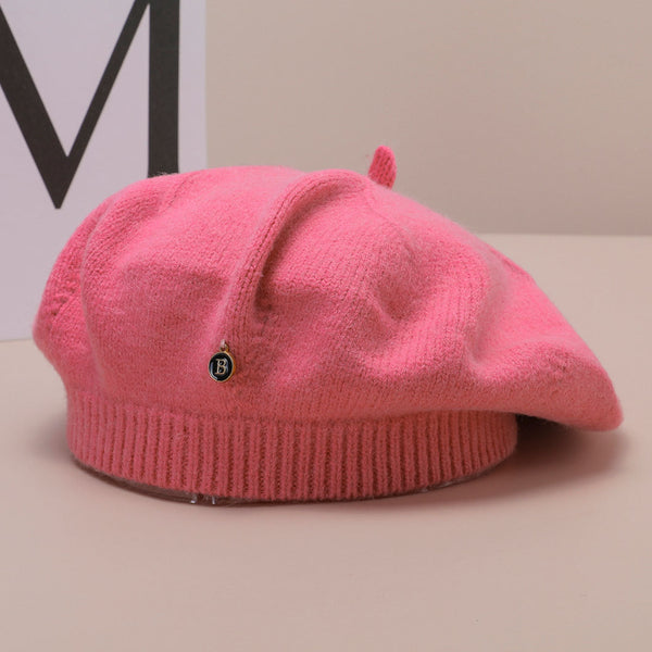 White Inspired Knitted Beret Stretchy & Comfortable Wool Blend Cap Hats